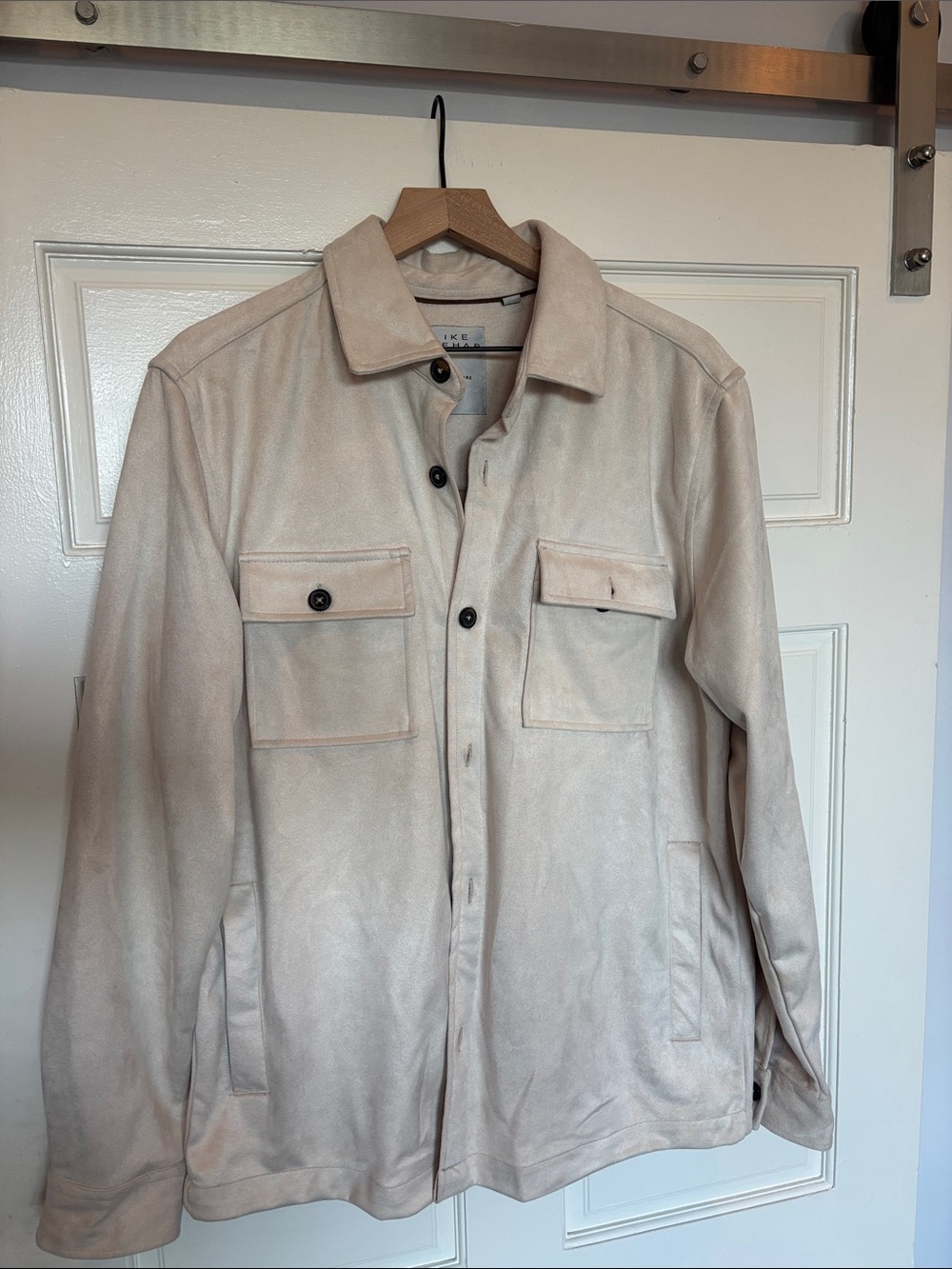 Ike Behar Light Beige Suede-Style Shirt Jacket